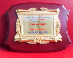 Kỷ niệm chương gỗ đồng 02 (27x33cm)