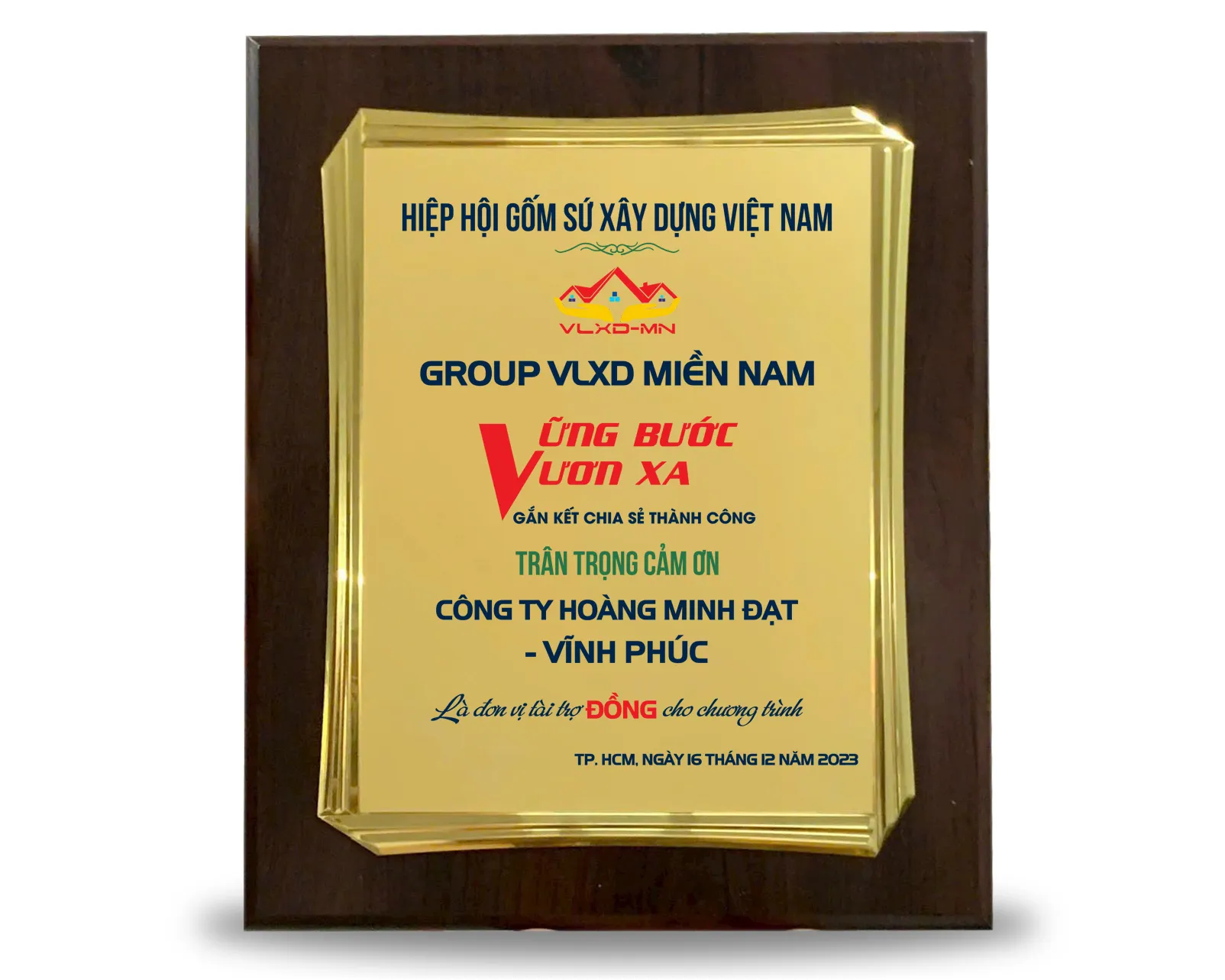 Kỷ niệm chương gỗ đồng 16 (Màu vàng)