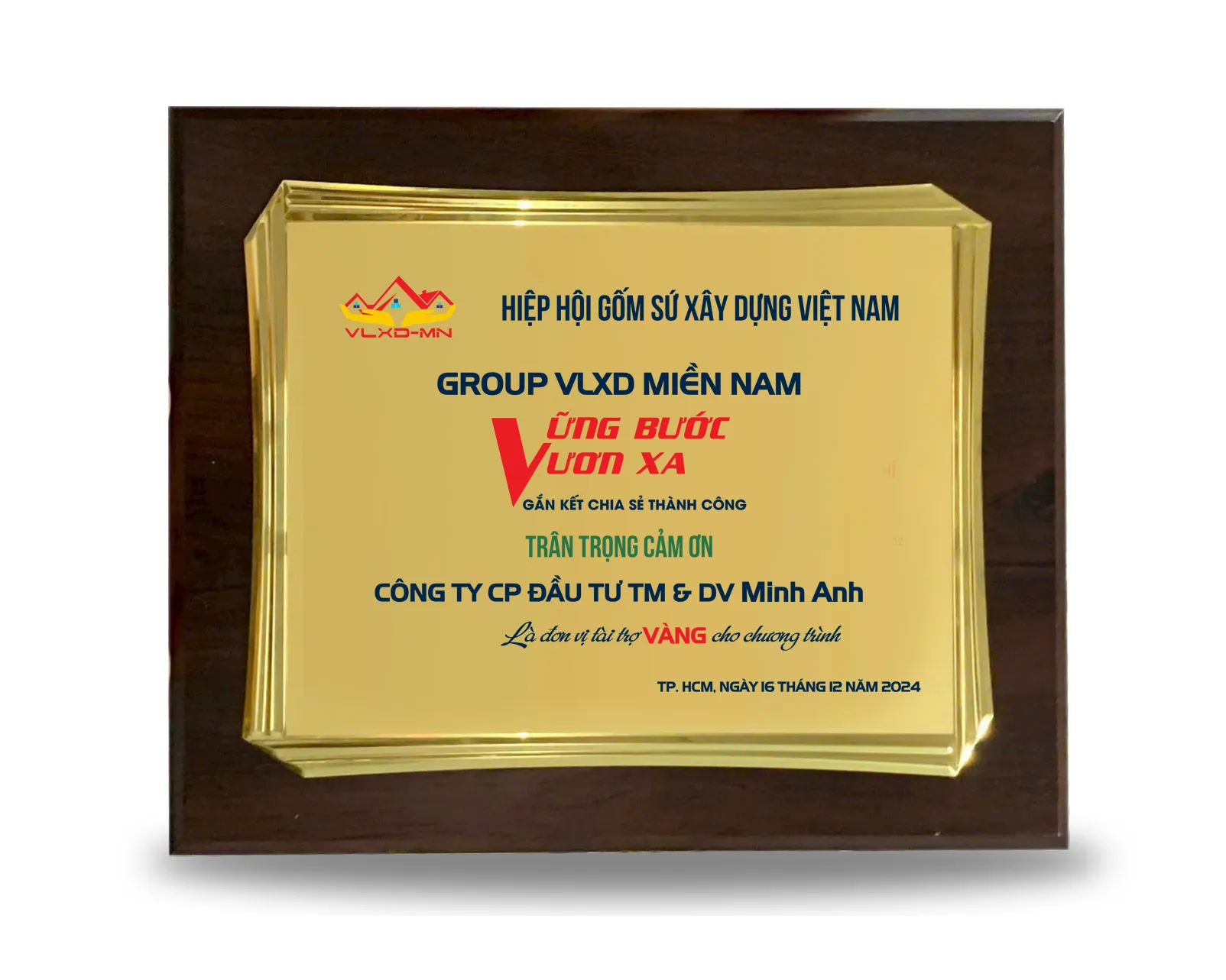 Kỷ niệm chương gỗ đồng 16 (nằm ngang)